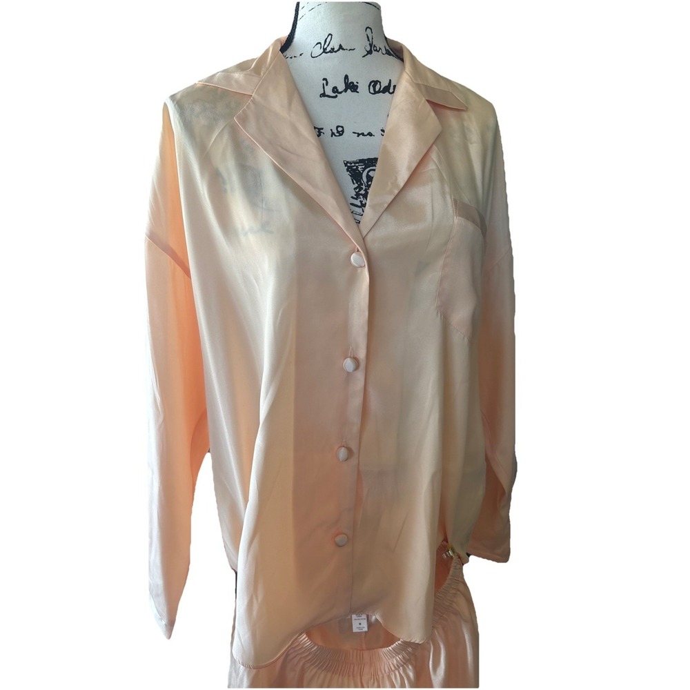 Victoria's Secret Satin Pajama Set Butter Yellow Button‎ Top & Shorts Medium
